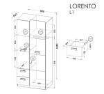 Šatní skříň Lorento L1 Barva korpusu: Dub nash / bílá