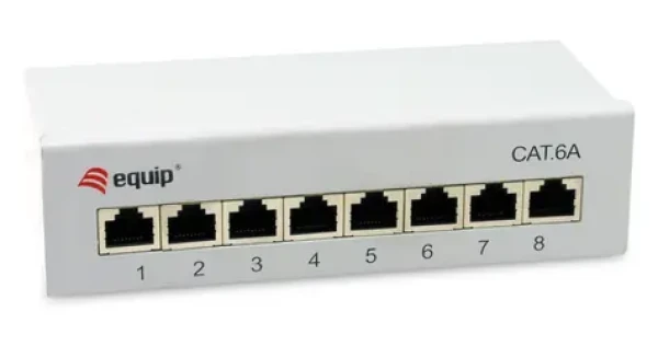 Equip 326521 světle šedá / Patch panel / Cat6a / 8 portů / 10 Gbit/s / stíněný (326521)