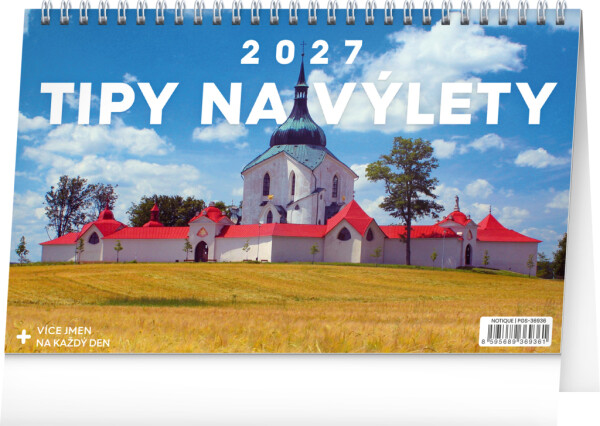 Stolní kalendář 2027 Notique Tipy na výlety, 23,1 x 14,5 cm