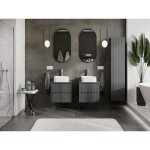 MEXEN/S - Rivel koupelnová skříňka pod umyvadlo 50 cm s deskou, 2 zásuvky, reliéf , grafit mat 91A20-05047-2-BFFC66