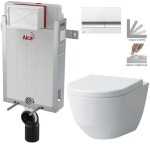 ALCADRAIN Renovmodul - předstěnový instalační systém s bílým/ chrom tlačítkem M1720-1 + WC LAUFEN PRO + SEDÁTKO AM115/1000 M1720-1 LP3