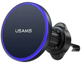 USAMS CD277 černá / Bezdrátová nabíječka do auta / Do mřížky větrání / Magnetická / 15 W (CD277ZJ01)