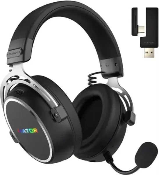 Hator Hypergang 3 ESH55 černá / Herní bezdrátová sluchátka / Hi-Res / ANC / BT 5.4 / USB (ESH55)