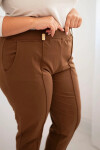 Dámské bavlněné kalhoty Plus Size s elastickým pasem camelové 9XL