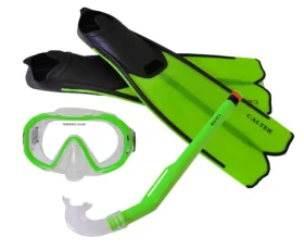 CALTER KIDS S06+M168+F41 zelená / Potápěčský set / maska, šnorchl a ploutve / EU 34-36 / od 4 let
