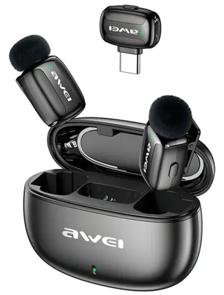 Awei MK5 Duo Ai-Voice černá / Klopový mikrofon / Bezdrátový (MK5)