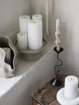 Broste Keramický svícen Hekla Dove Grey, šedá barva, keramika