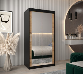 Šatní skříň Abi T3 Barva korpusu: Černá, Rozměry: 100 cm, Dveře: Dub artisan