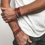 Pánský korálkový náramek - 6 mm onyx, červený jaspis, Červená 21 cm