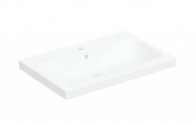GEBERIT - iCon Umyvadlo na desku 75x48 cm, s přepadem, s otvorem na baterii, matná bílá 501.848.JT.1