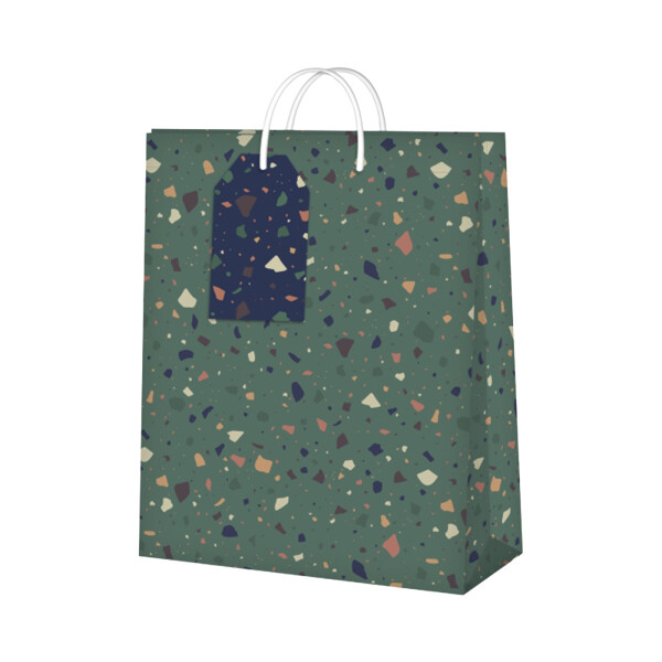Dárková taška velká - Zelené terrazzo (26 × 12,7 × 32,4 cm) - Albi