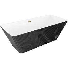 MEXEN/S - Tava volně stojící vana reliéf 170 x 75, bílá/černá, sifon a přepad zlatá 52851707575-50