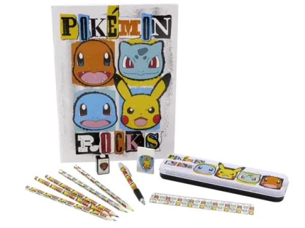 CYP BRAND Školní set Pokémon / Kovový penál s doplňky / 11 dílů (GS-616-PKEPM)