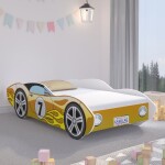 DumDekorace Nádherná dětská postel závodní auto žluté 140 x 70 cm