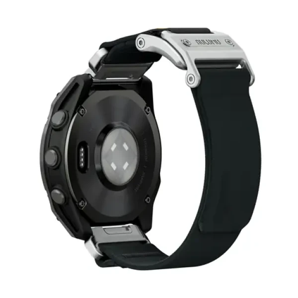 Aulumu C11 Mag-Buckle Slim Řemínek pro Garmin Watch (QuickFit 22mm), stříbrná přezka, černý řemínek (6975941661679)