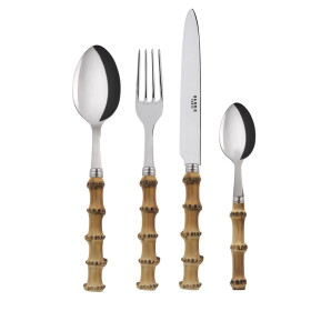 SABRE PARIS 4-dílná sada příborů Bistrot Brillant – Panda / Bamboo Light, přírodní barva, dřevo, kov