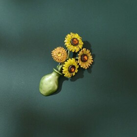 Vintage brož Květinové zátiší Slunečnice, Barevná/více barev