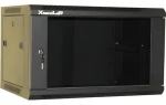 XtendLan 9U/600x450 černá / Nástěnný rozvaděč / 19" / skleněné dveře / rozložený (WS-9U-64-BLACK-U)