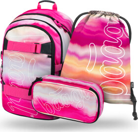 BAAGL Set 3 ks Skate - Pink Stripes (batoh, penál, sáček)