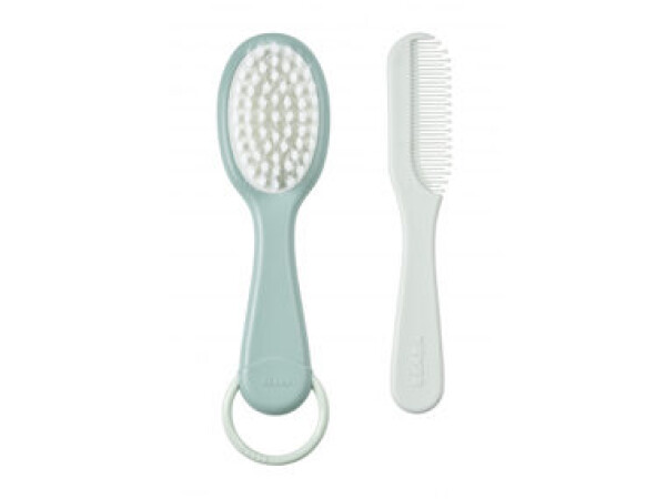 Beaba Baby Brush and Comb Green Blue dětský hřeben a kartáč na vlásky od 0 měs