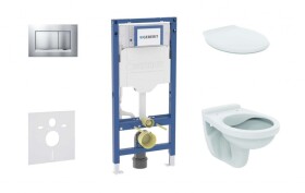 GEBERIT - Duofix Set předstěnové instalace, klozetu Alpha a sedátka, tlačítko Sigma30, chrom mat/chrom SANI11CD2130
