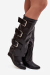 Dámské kozačky s ohrnutým lemem D8262 Sarisse černé - Sweet Shoes 36