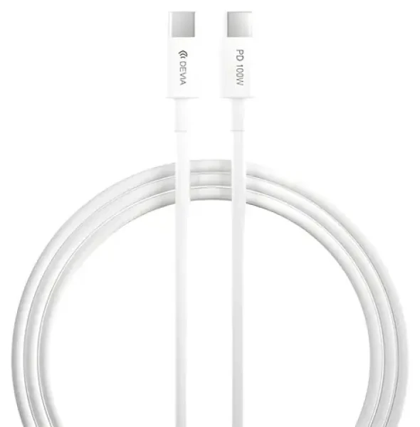 Devia Smart Series nabíjecí kabel USB-C - USB-C bílá / Nabíjecí kabel / PD 100W / 1,5 m (6938595379536)