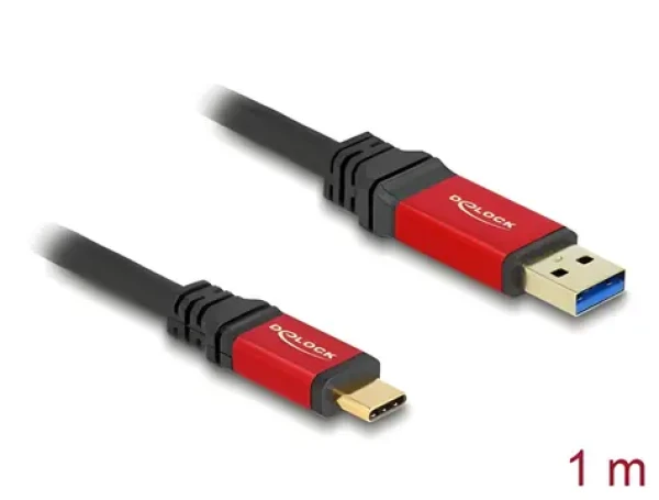 DeLock USB-A - USB-C 1 m černá, červená / Kabel / USB 3.2 Gen 2 / 10 Gbps (80617)