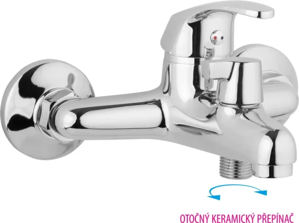 JB Sanitary Vanová nástěnná baterie SLIM 150 mm, s otočným přepínačem A10 51 00