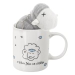 Porcelánový hrnek s plyšovým přívěskem OVEČKA, 390 ml
