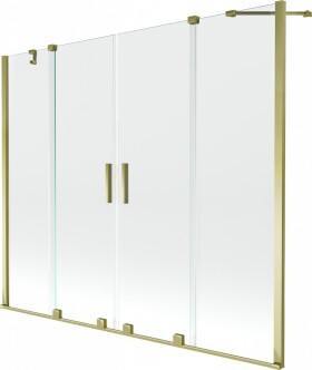 MEXEN/S - Velar Duo vanová zástěna posuvná 190 x 150 cm, transparent, zlatá 896-190-000-02-50