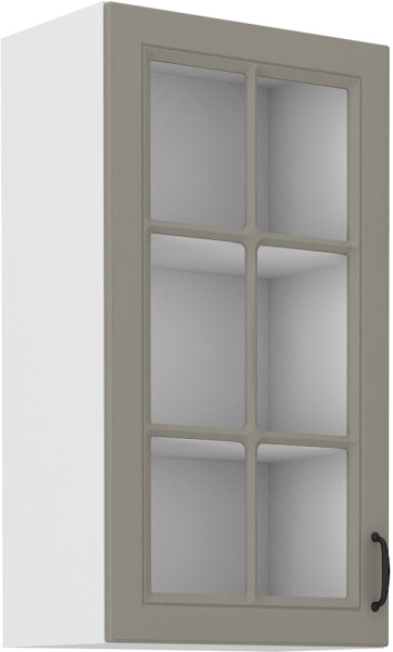 Horní prosklená skříňka Stilo 40 GS-90 1F Barva korpusu: Bílá, Barva dvířek: Clay Grey