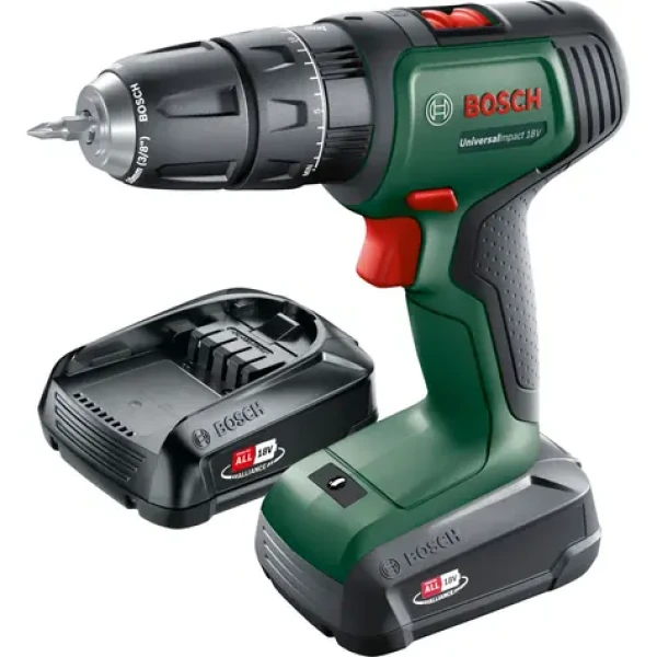 BOSCH UniversalImpact 18V / Aku vrtací šroubovák / 1450 ot-min / 34 Nm / 10mm sklíčidlo / 2x1.5 Ah / kufr (06039D4102)