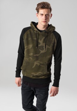 Camo Contrast Raglan Hoody olivový camo/blk