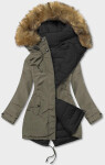 Khaki-černá oboustranná dámská zimní bunda (2M-21508) odstíny černé XXL (44)