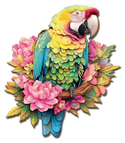 Dřevěné puzzle Papoušek