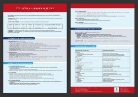 Přehledová tabulka učiva Stylistika, nauka slohu