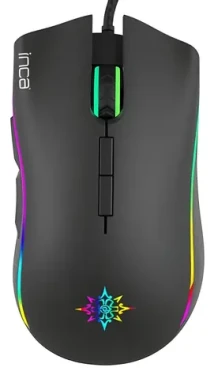 INCA IMG-349 černá / Drátová herní myš / optická / 6400 DPI / 7 tlačítek / RGB / USB / 1.6m (IMG-349)