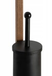 Erga Aurora Small Black, toaletní WC kartáč s dřevěným držákem na WC papír na postavení 19x19x56 cm, hnědá-černá, ERG-SEP-1340STLAZSBLA