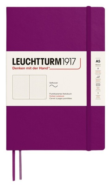 Zápisník Leuchtturm1917 A5 měkké desky Burgundy tečkovaný