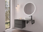 CERANO - Koupelnová skříňka Carole - antracitová + deska pod umyvadlo Navira Slim - 18 mm + konzole černá - 120x49,8x46 CER-215457