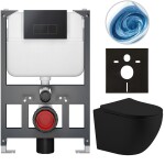 CERANO - Kompletní WC set Basic/Cesso - černá matná - WC tlačítko Modulo/Černá - závěsné - nízký modul - předstěnová instalace - 49x36 CER-8050BD86234