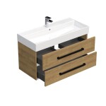 Koupelnová skříňka s černou úchytkou a umyvadlem SAT Cube Way 100x53x46 cm dub Hickory mat CUBE46C1002DHSAT CUBE46C1002DHSAT