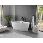 MEXEN/S - Olea volně stojící vana vzor 170 x 80, bílá, sifon a přepad černá 52821708000-70