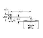 GROHE - Rainshower Hlavová sprcha 310 Mono Cube 9,5 l/min, 1 proud, sprchové rameno 42 cm, kartáčovaný Cool Sunrise 26564GN0