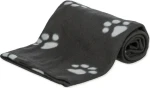 TRIXIE BEANY 100x70 cm černá s bílými tlapkami / Deka pro psy / Fleece / Praní 60 °C (G14-37192)