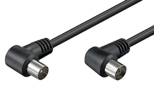 OEM Anténní kabel IEC169-2 černá / Anténní kabel / M-F lomený 90° / 75 Ohm / 2,5 m (11.92.4492)