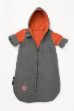 Babyvak Spacák fleecový s rukávy - šedá/oranžová