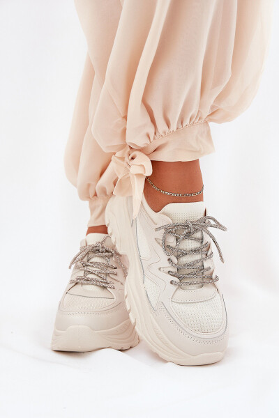 Dámské tenisky na platformě s ozdobným šněrováním béžové Evalianne 39