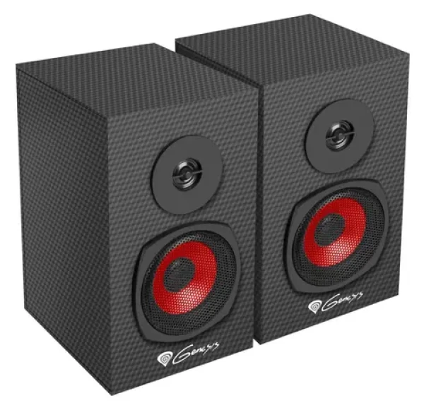 Genesis Helium 200 černo-červená / Reproduktory / 20W RMS / 2.0 stereo / dřevo / Jack 3,5 mm (NCS-1305)